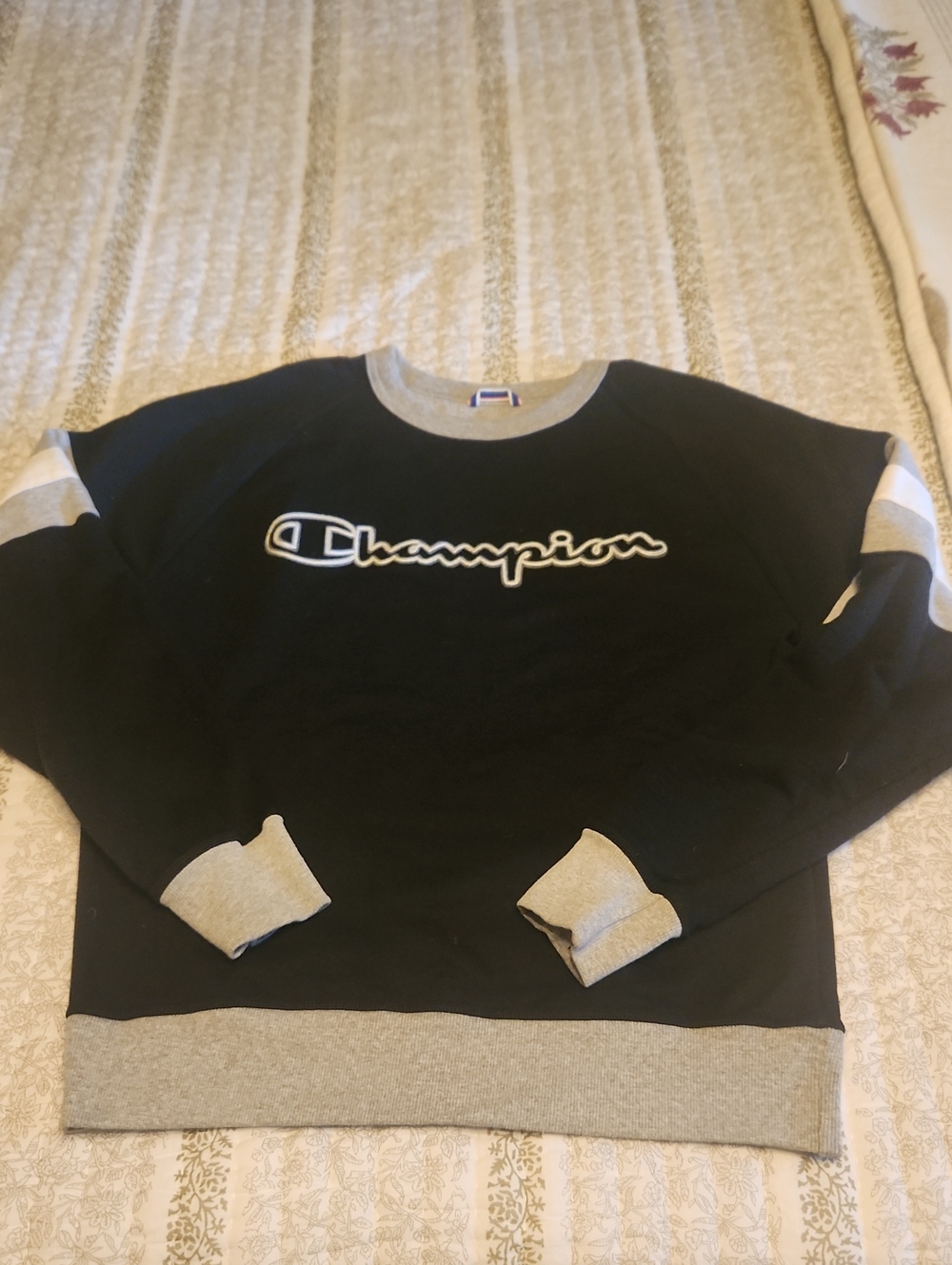 Champion Black Crewneck Sweatshirt with Gray Trim